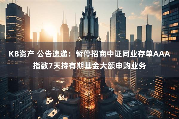 KB资产 公告速递：暂停招商中证同业存单AAA指数7天持有期基金大额申购业务