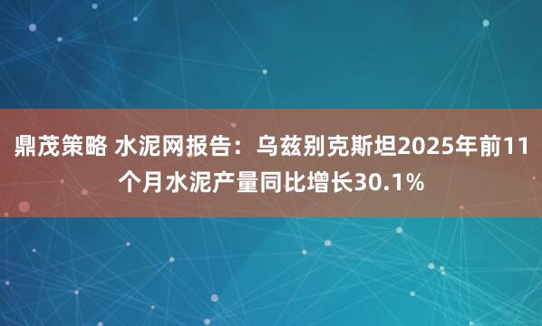 鼎茂策略 水泥网报告：乌兹别克斯坦2025年前11个月水泥产量同比增长30.1%